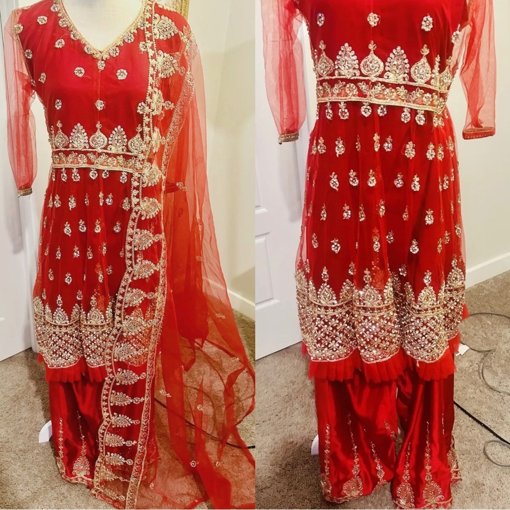 Fancy Party Pakistani Indian Dress Salwar Kameez L / XL / 44 Frock Peplum